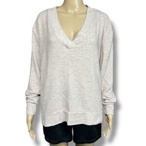 H&M Womens Knit Tunic Sweater Pullover V Neck Long Sleeves Oversized Pink Medium